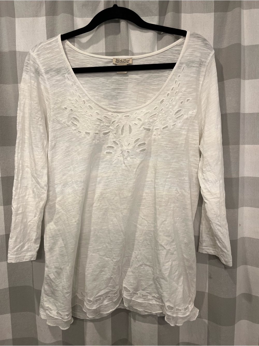 Lucky Brand White Eyelet Scoop-Neck Tunic Top